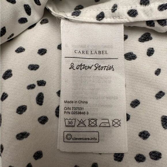 & OTHER STORIES Top Womens US Size 10 Viscose Blouse White Black Stockholm - Picture 10 of 12